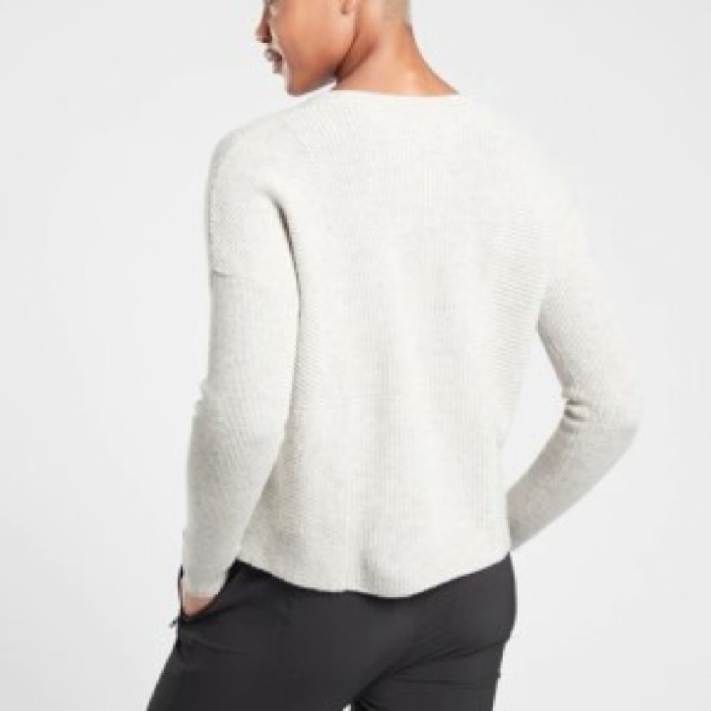 ATHLETA Wool Cashmere Turin Sweater Size Medium Light Grey Heather MSRP $178 - Picture 2 of 11